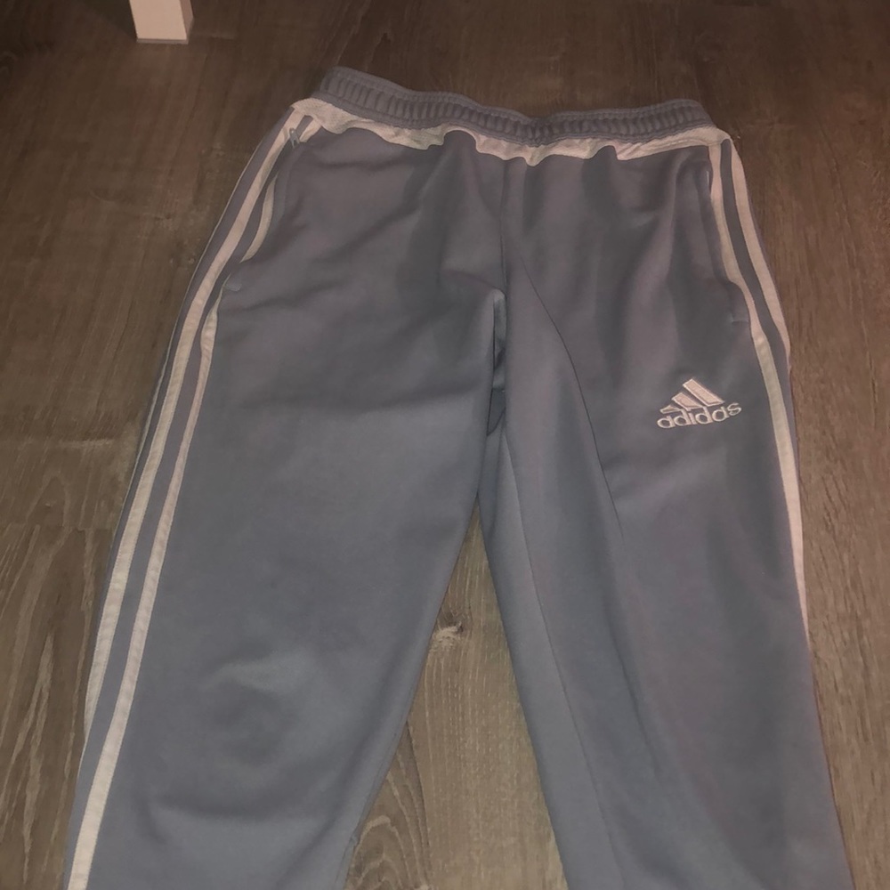 Adidas grey and white track pants